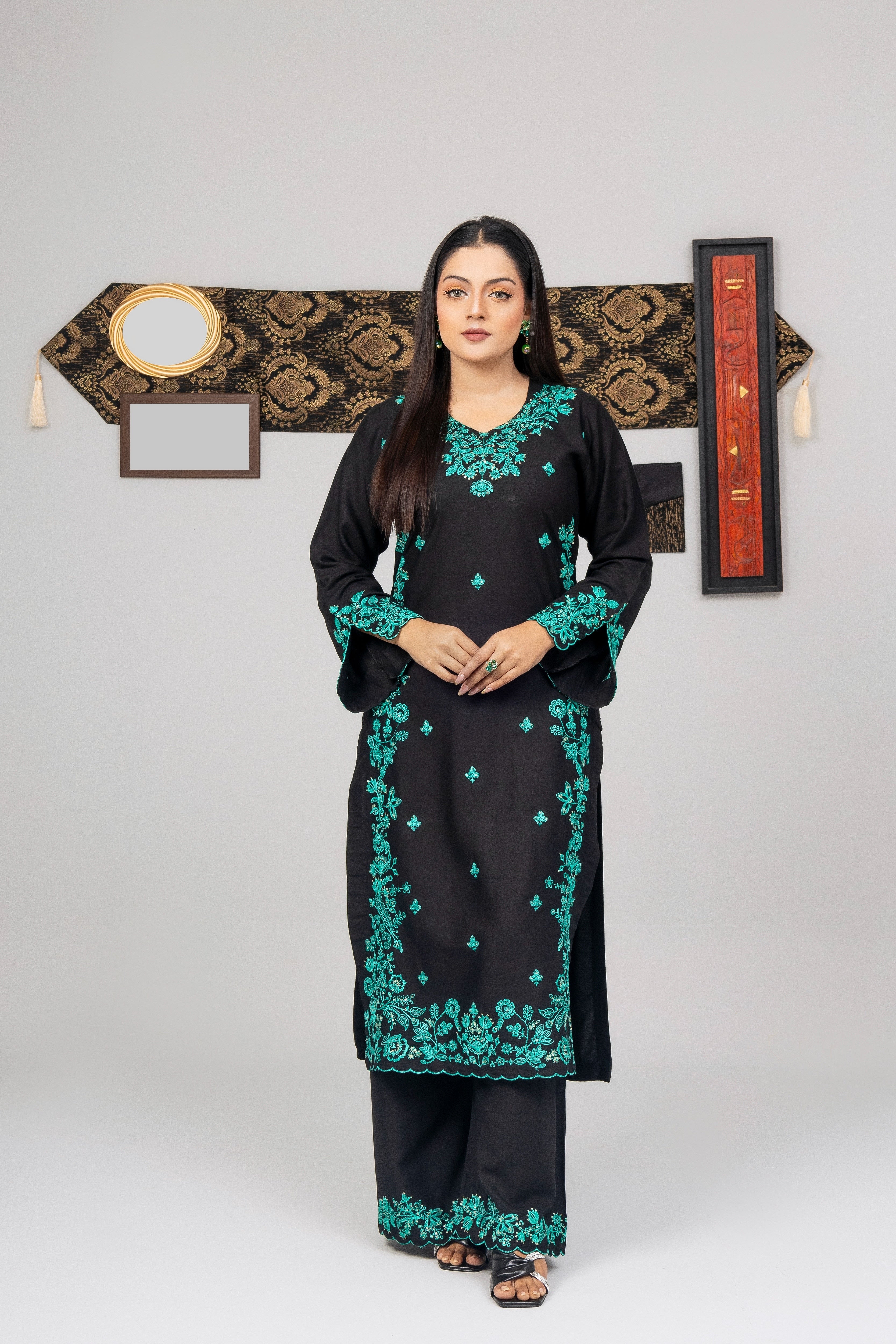 Emerald Night (Embroiderd - Stitched 3 Pcs)