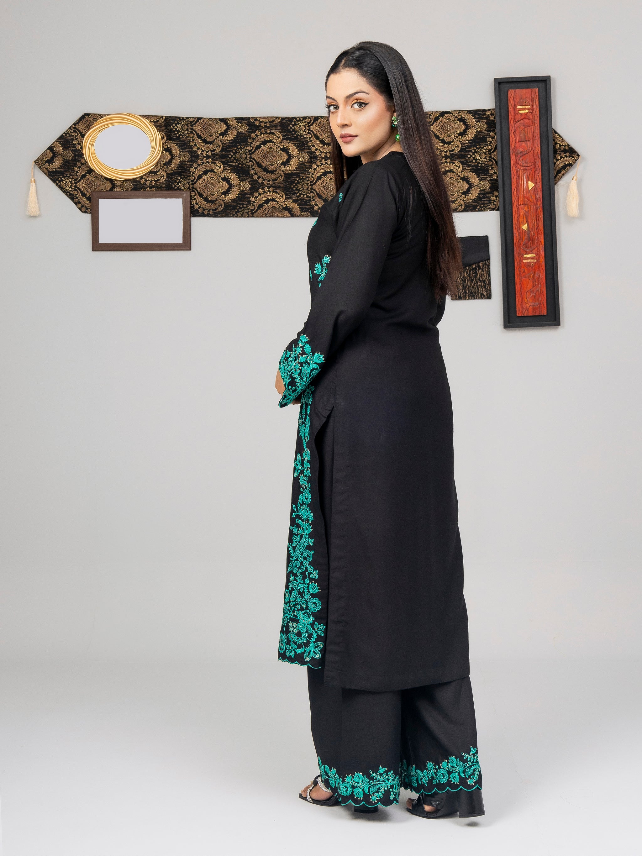 Emerald Night (Embroiderd - Stitched 3 Pcs)