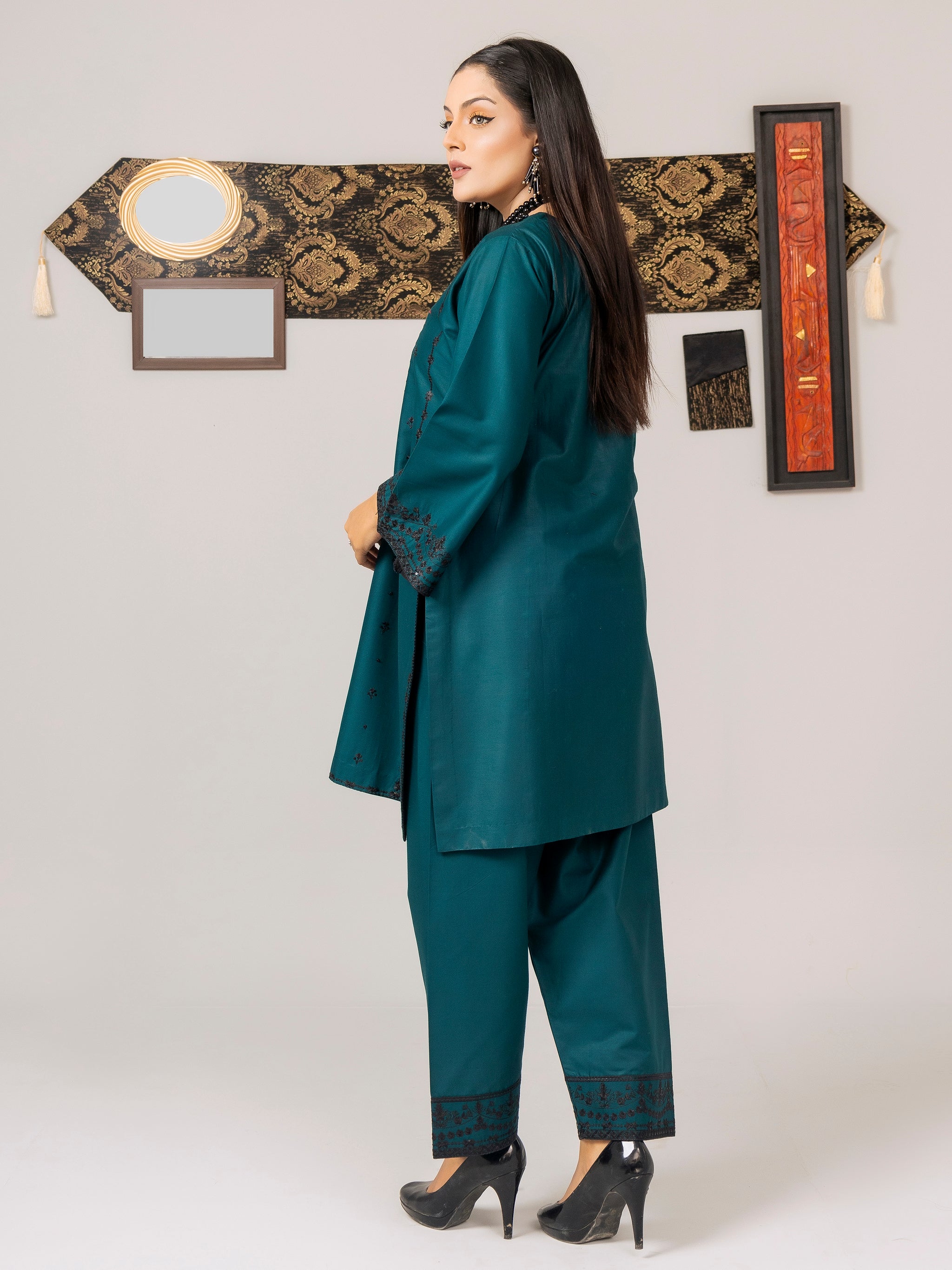 Teal Ensemble (Embroiderd - Stitched 2 Pcs)