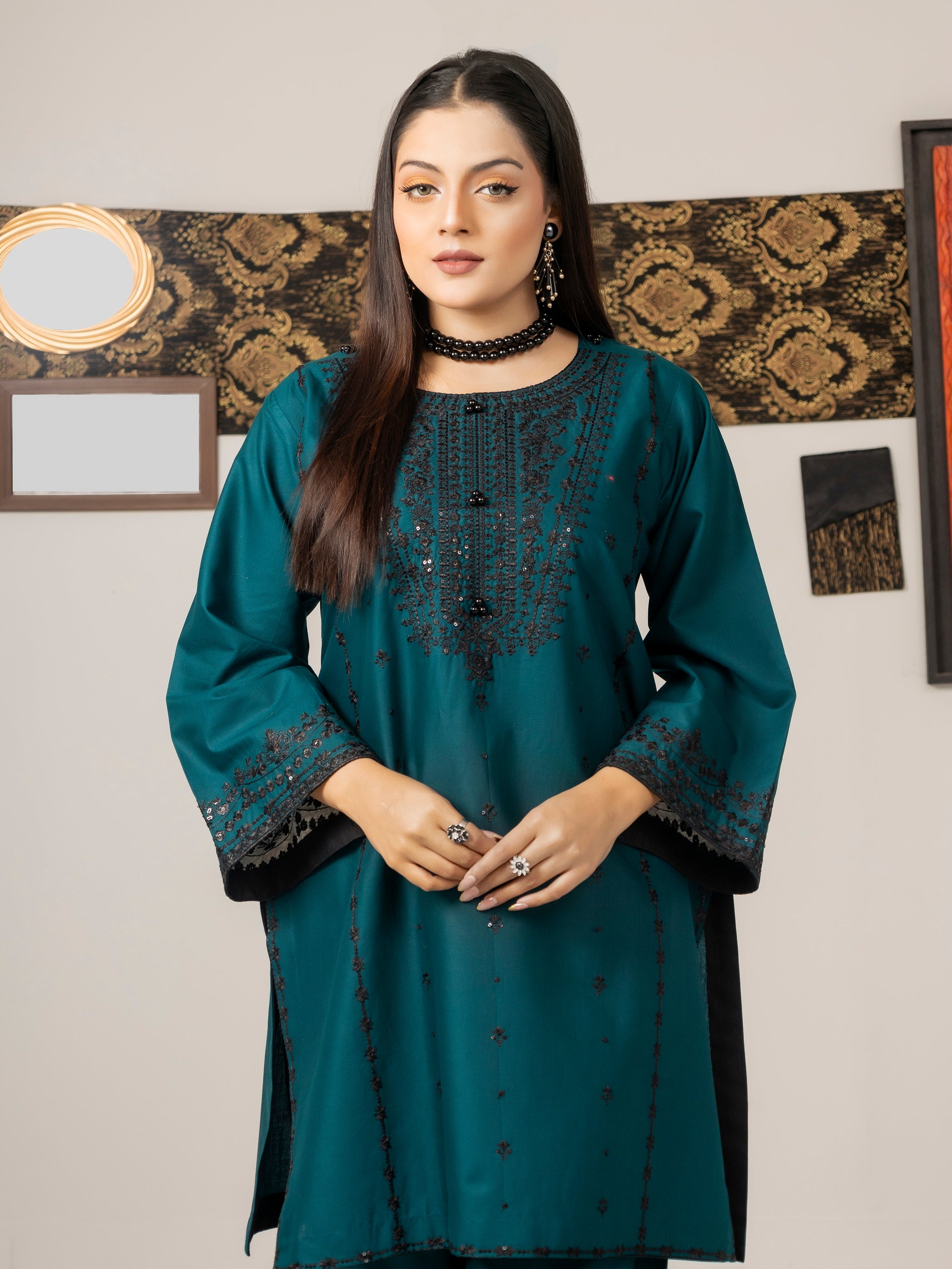 Teal Ensemble (Embroiderd - Stitched 2 Pcs)