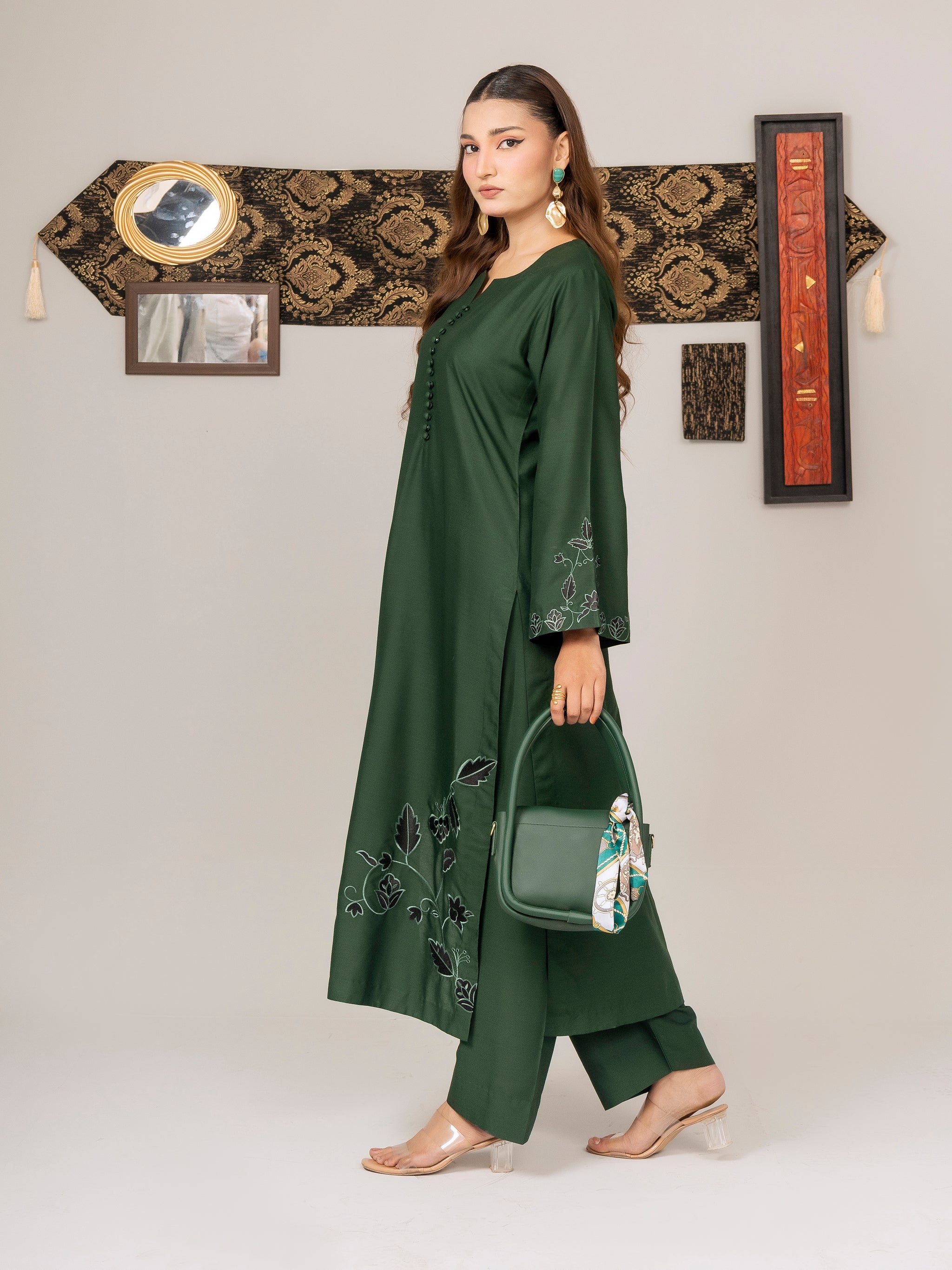 Green Grace (Embroiderd - Stitched 3 Pcs)