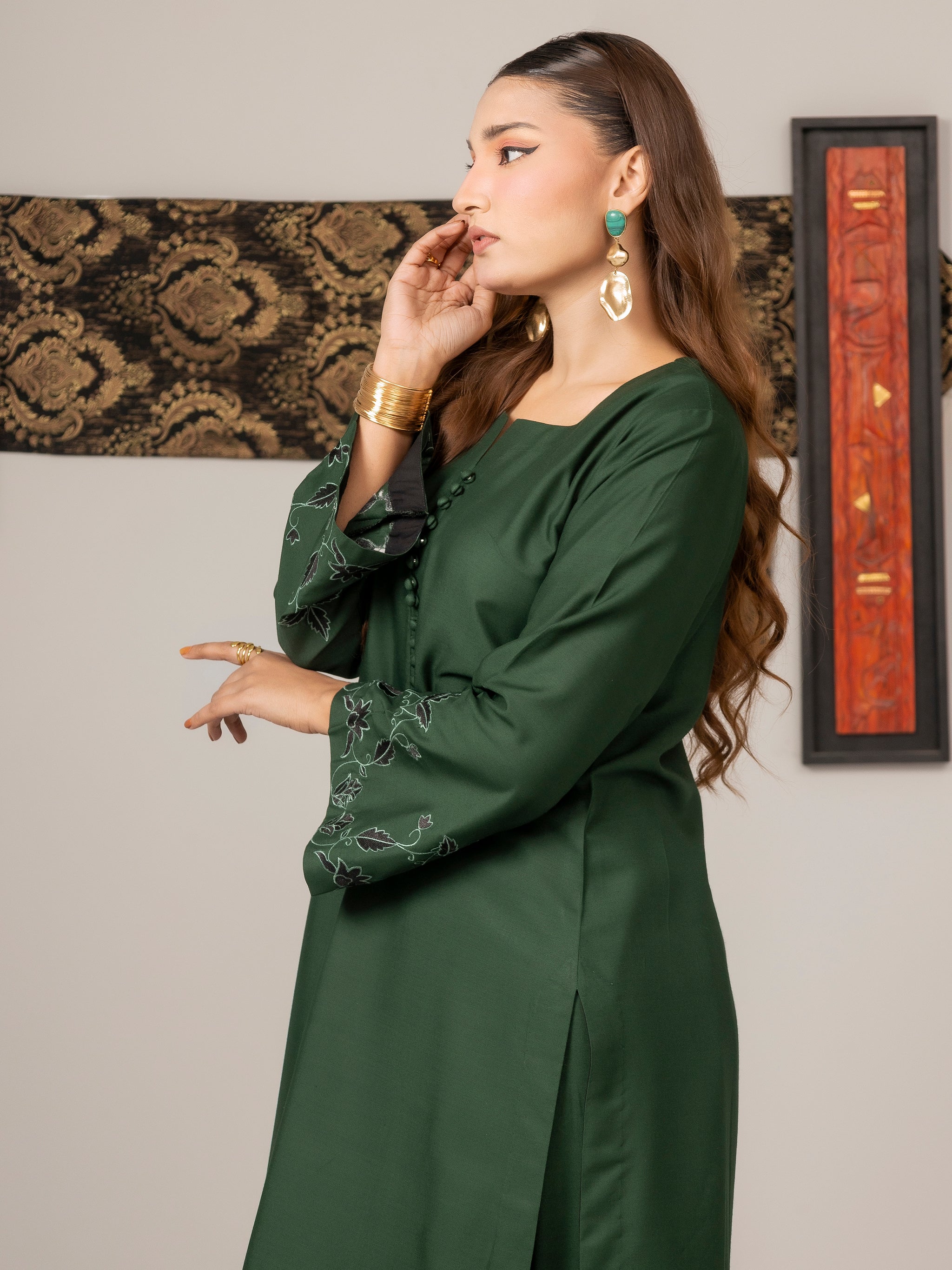 Green Grace (Embroiderd - Stitched 3 Pcs)