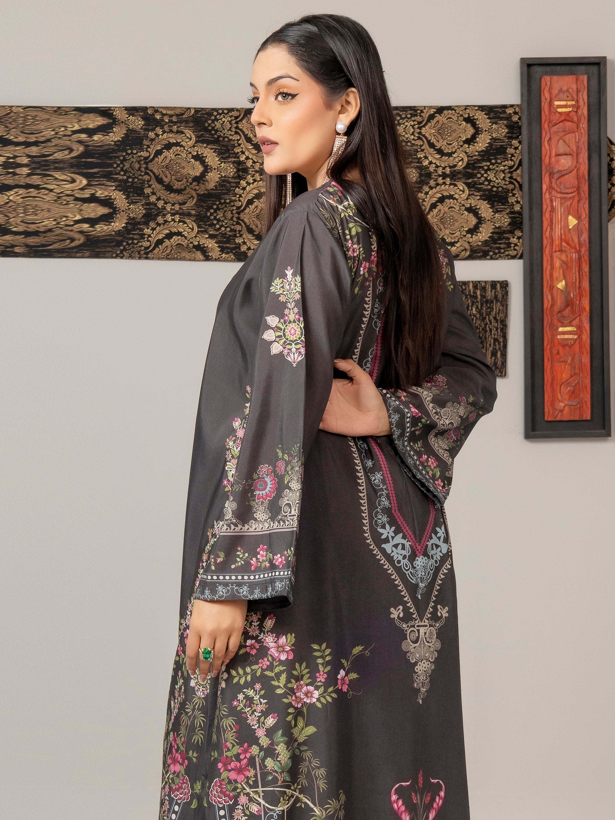 Charcoal Bloom Kaftan
