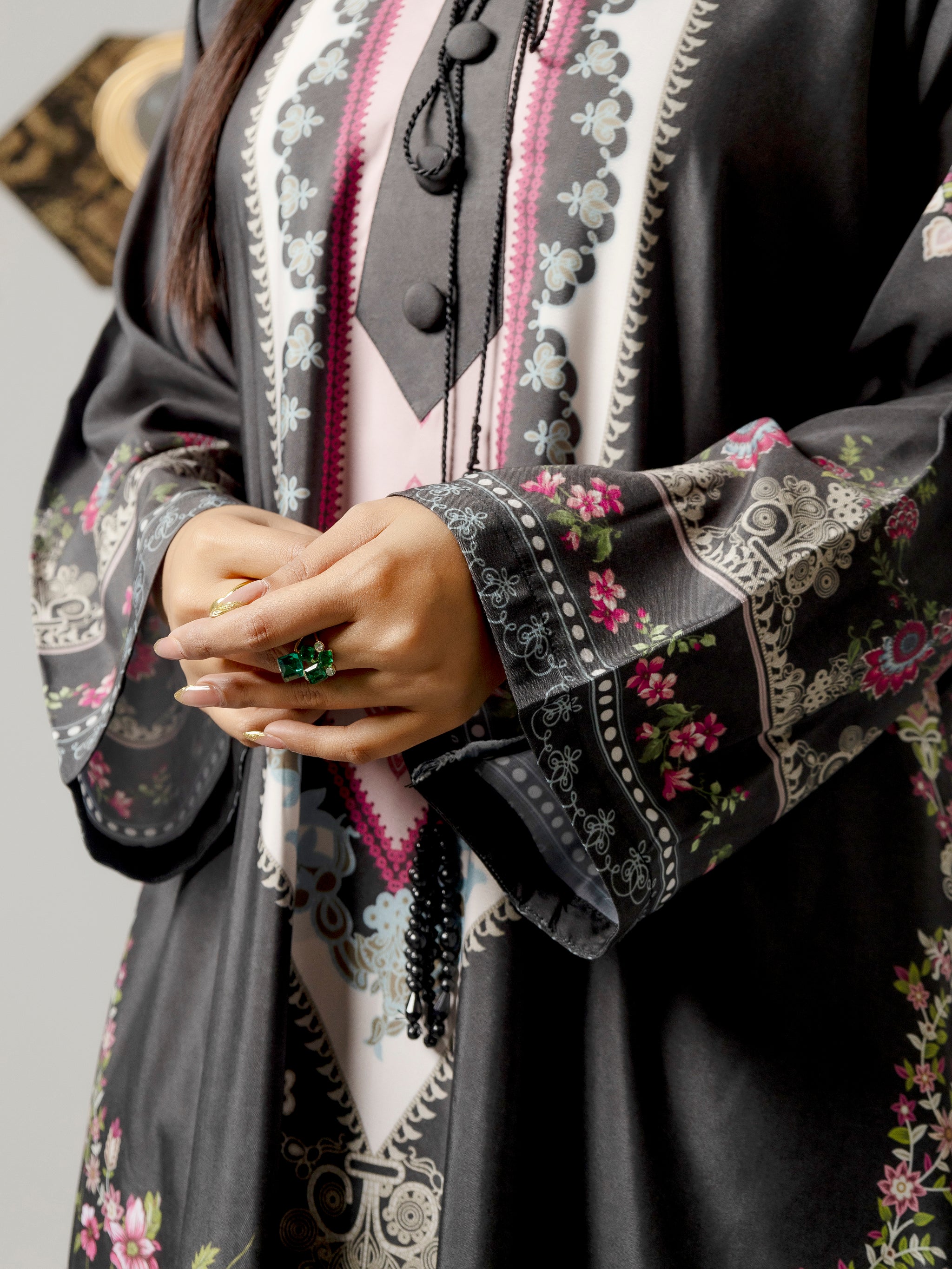 Charcoal Bloom Kaftan