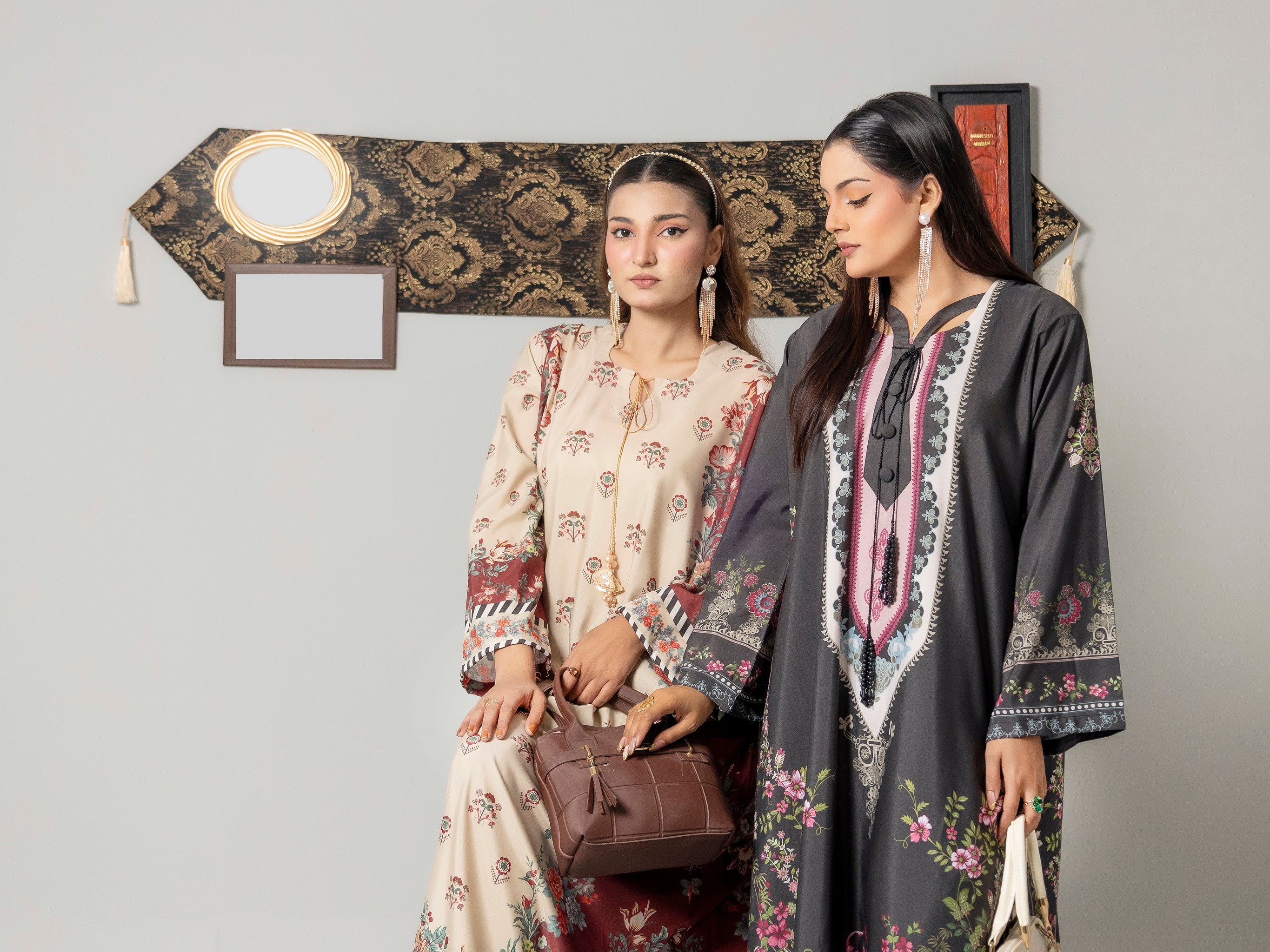 Charcoal Bloom Kaftan