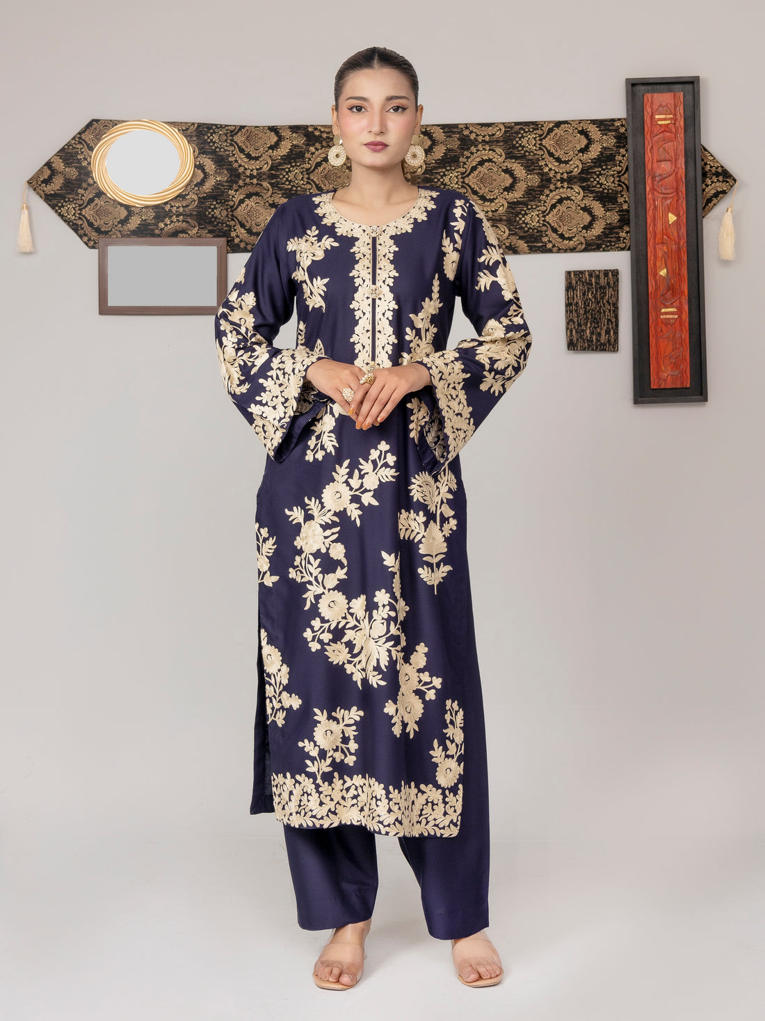 Navy Opulence (Embroiderd - Stitched 2 Pcs)