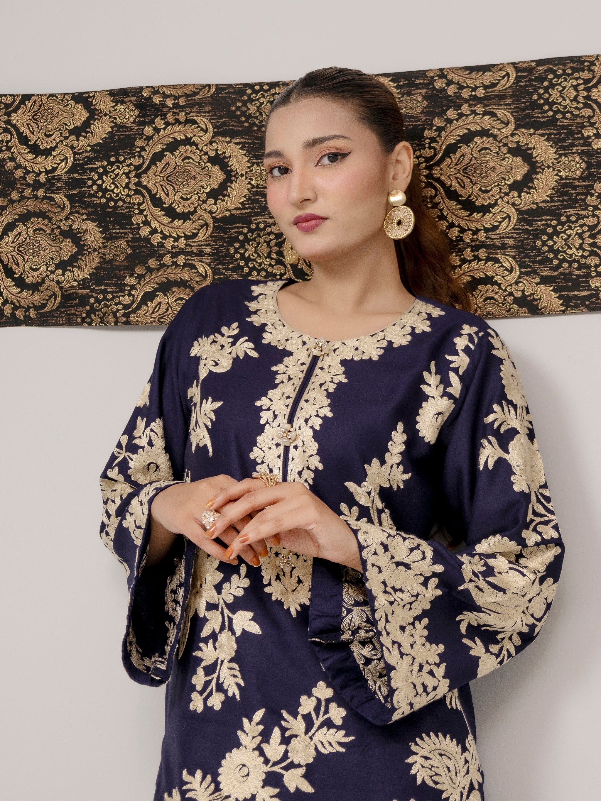 Navy Opulence (Embroiderd - Stitched 2 Pcs)