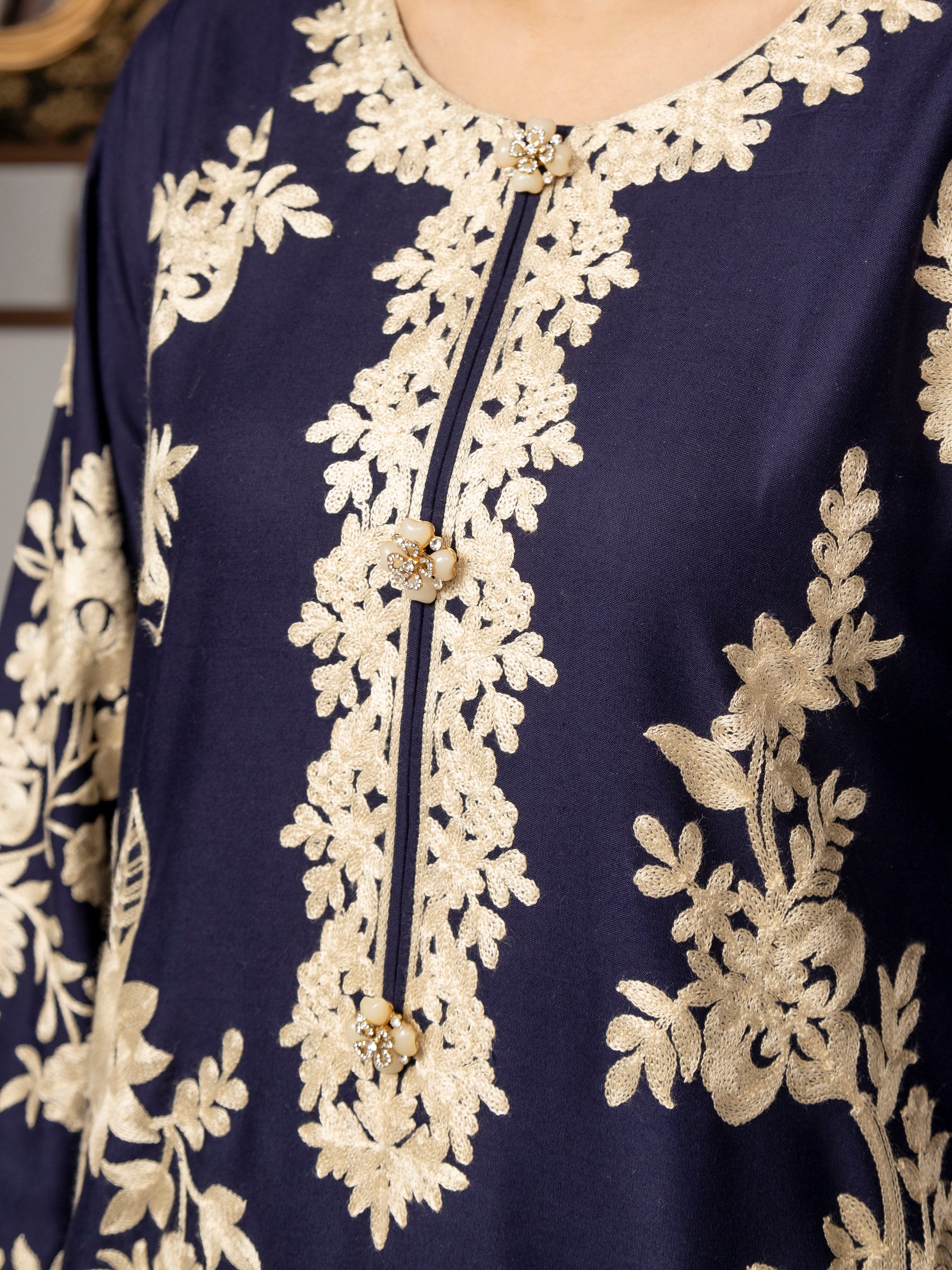 Navy Opulence (Embroiderd - Stitched 2 Pcs)