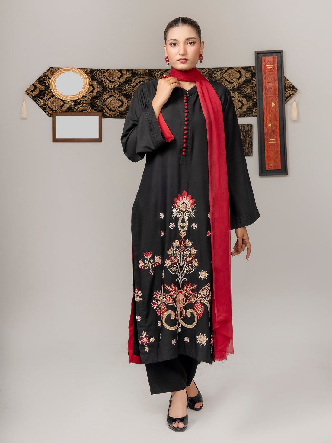 Crimson Noir (Embroiderd - Stitched 2 Pcs)