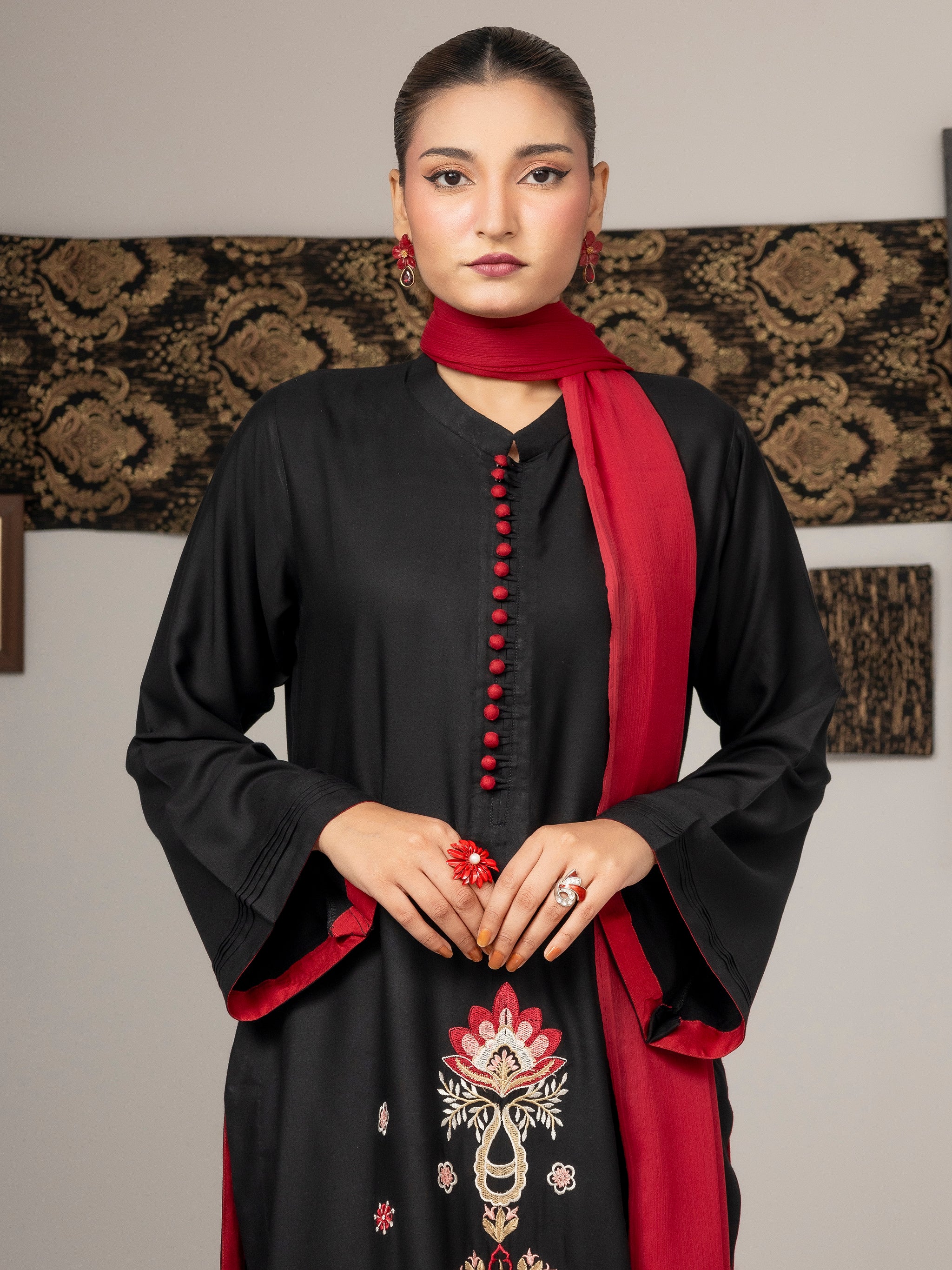 Crimson Noir (Embroiderd - Stitched 2 Pcs)