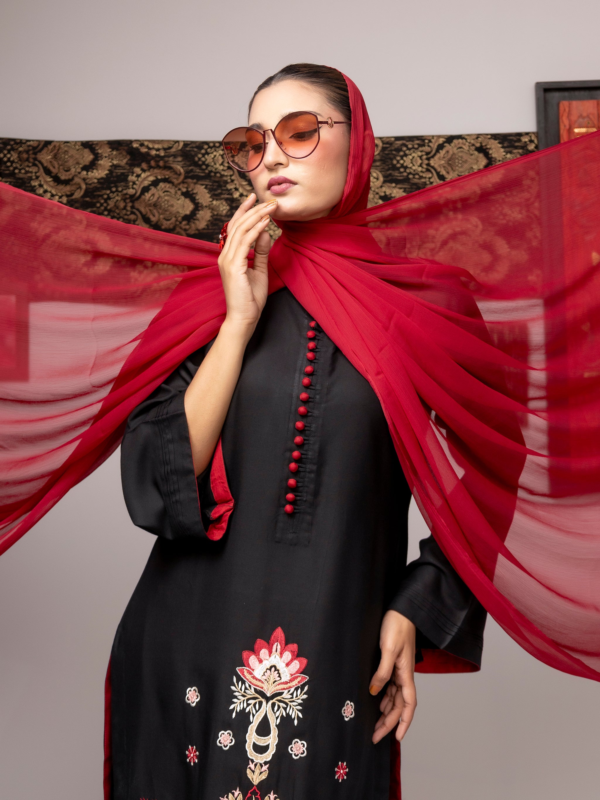 Crimson Noir (Embroiderd - Stitched 2 Pcs)