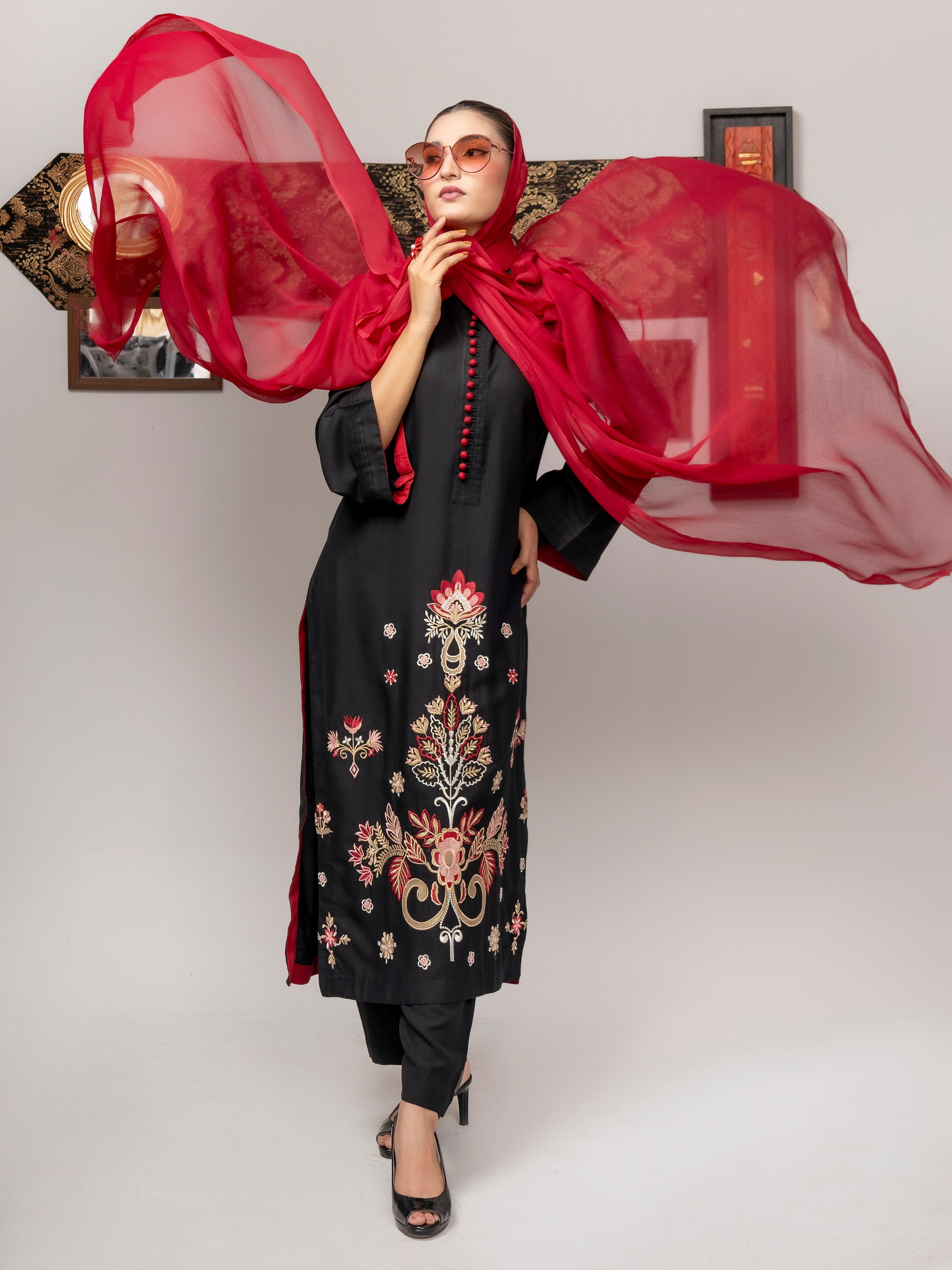 Crimson Noir (Embroiderd - Stitched 2 Pcs)