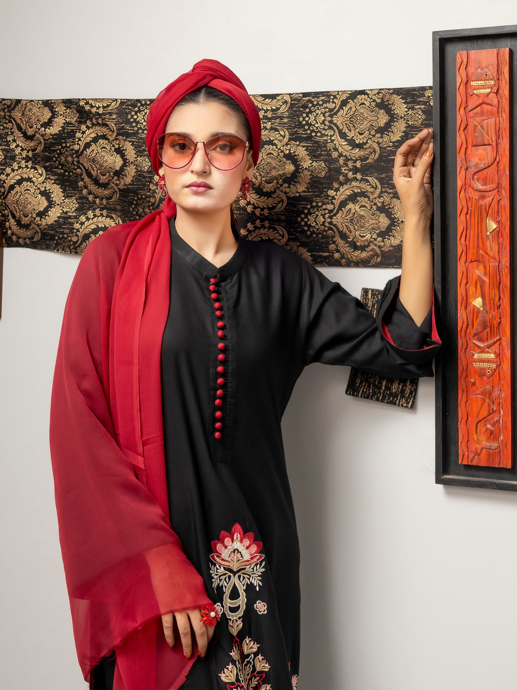 Crimson Noir (Embroiderd - Stitched 2 Pcs)