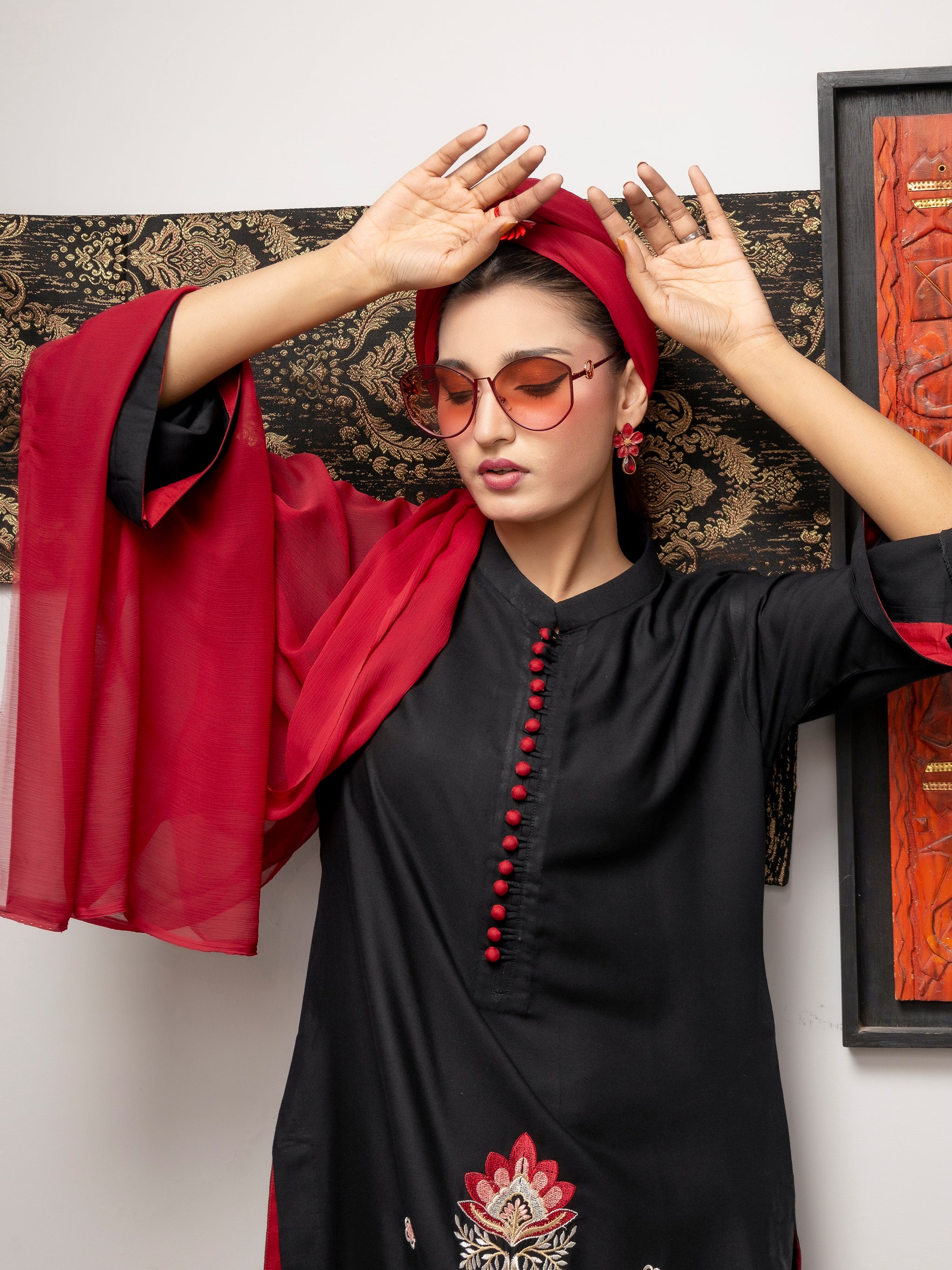 Crimson Noir (Embroiderd - Stitched 2 Pcs)