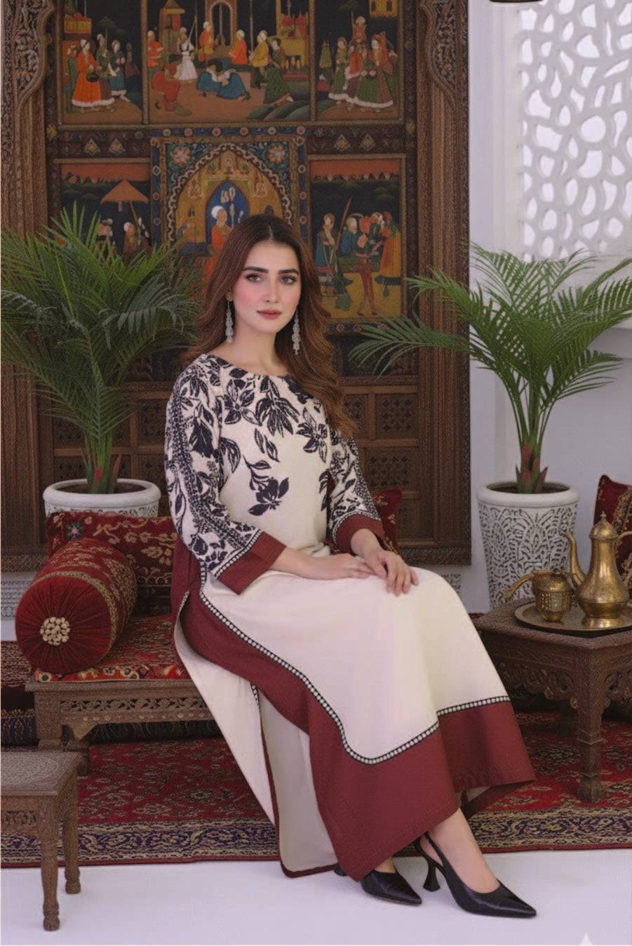 Mahogany Bloom Silk Kaftan
