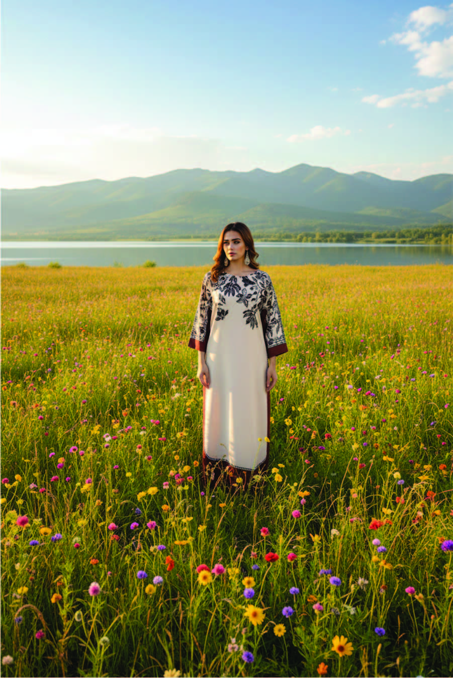 Mahogany Bloom Silk Kaftan