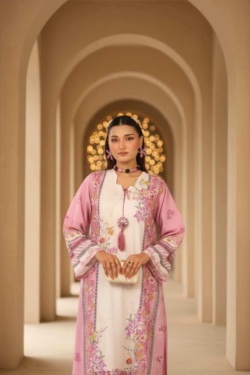 Pink Floral Kaftan