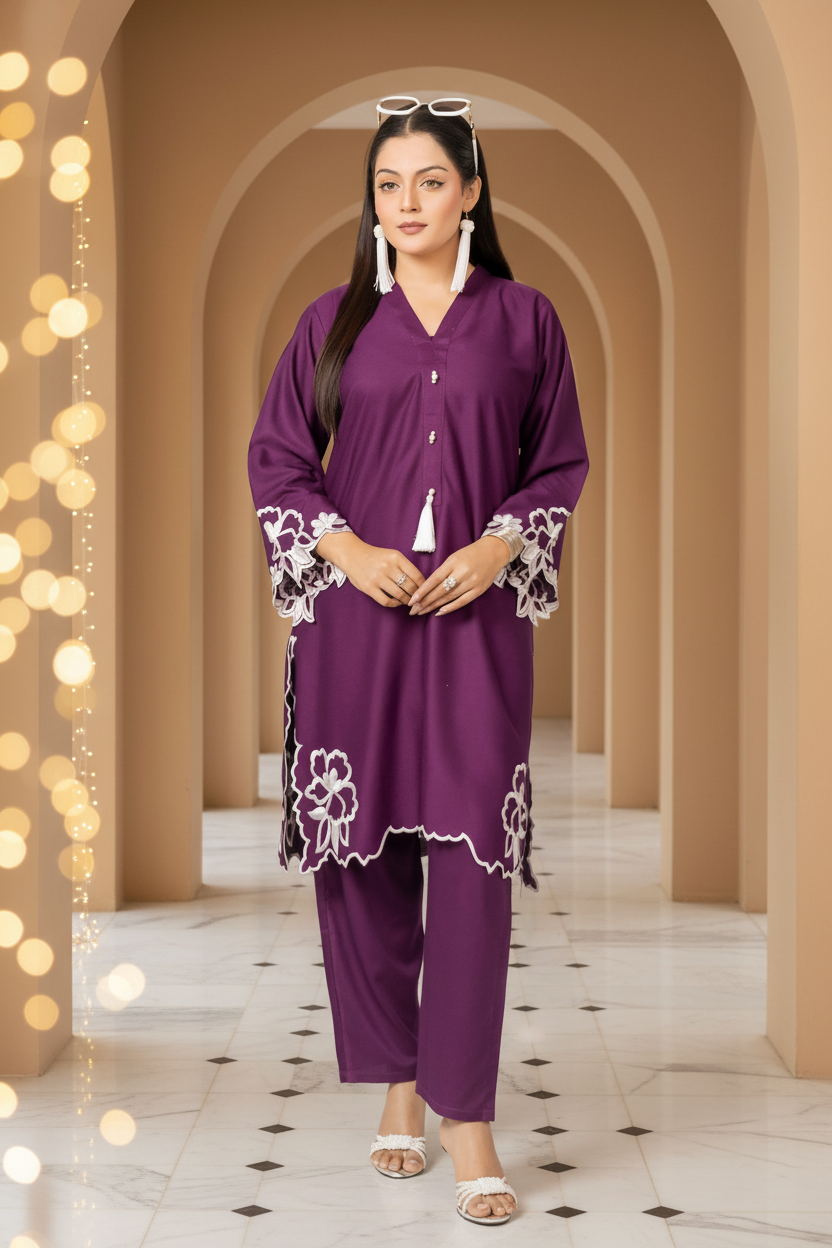 Plum Perfection (Embroidered - Stitched 2 Pcs)